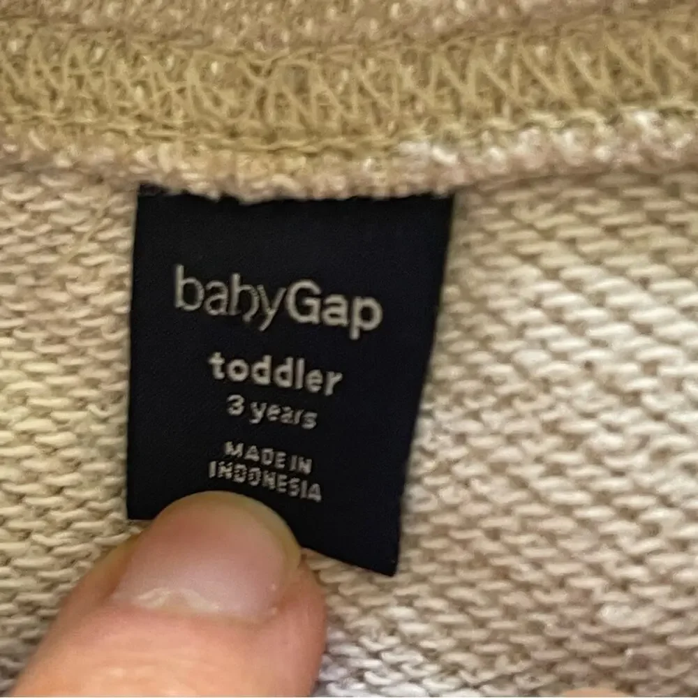 Baby Gap Boy's Tan and White Striped Shawl-Collar Pullover